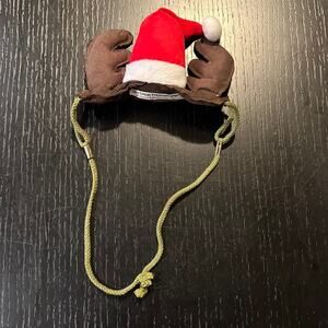 The Great Pretendears Dog Reindeer Ears with Santa Hat size small